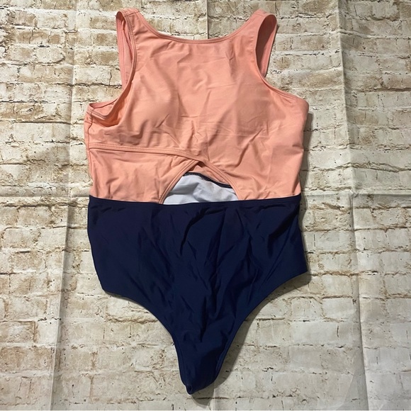 Cupshe Coral Navy Cut Out One Piece Padded Swimsuit - Picture 2 of 7